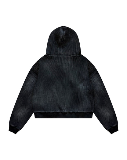 Waffle Knit Zip-Hoodie