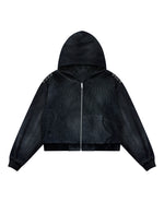 Waffle Knit Zip-Hoodie