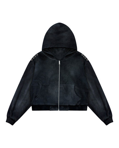 Waffle Knit Zip-Hoodie